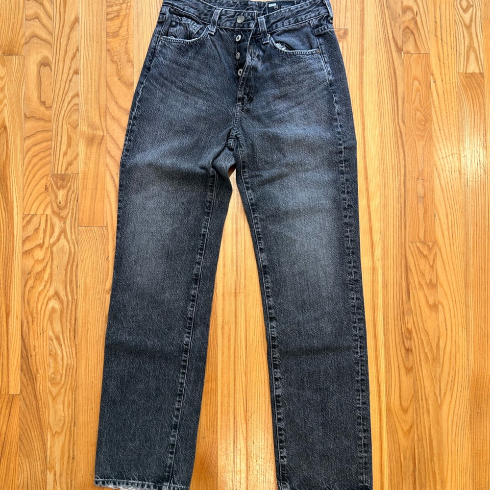 AG JEANS - Ag Adriano Goldschmied Washed Black Straight-Leg Jeans